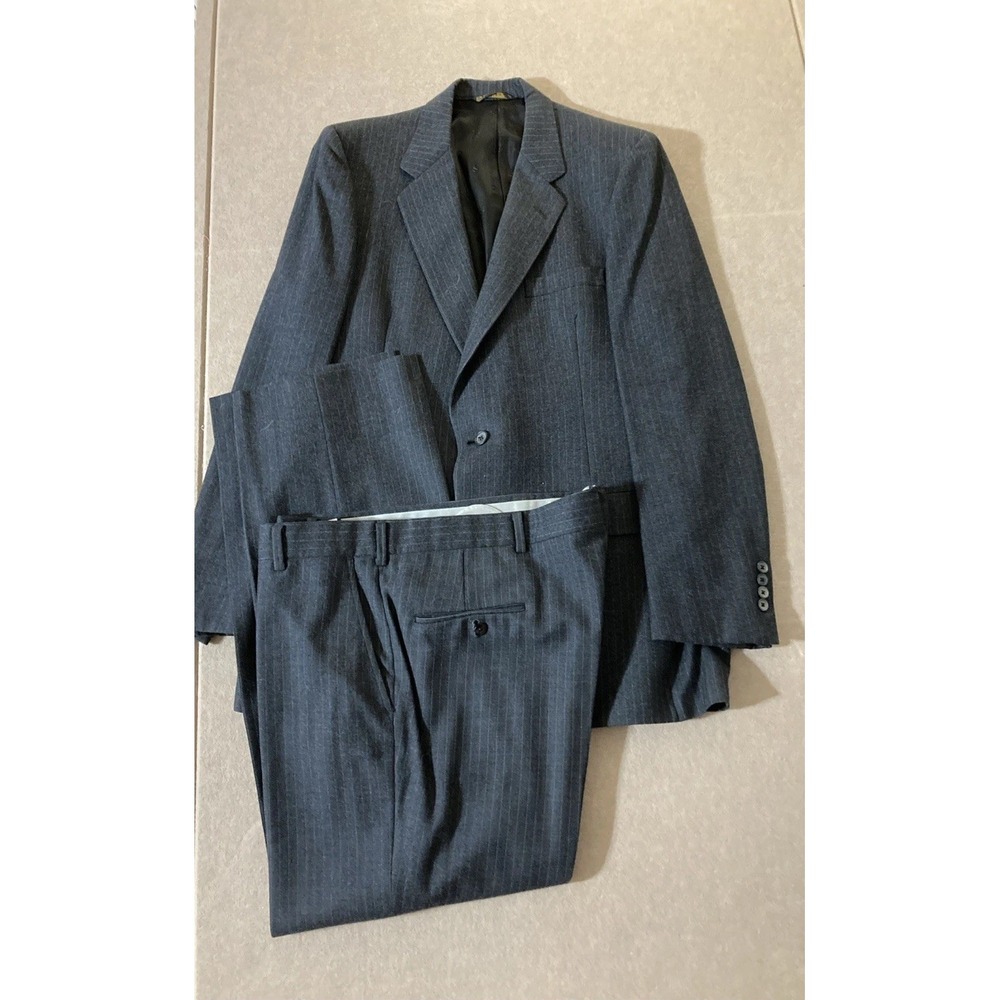 Vtg Christian Dior Suit Hart Schaffner & Marx Wool Gray Pinstriped Sz 44 38x32 ?